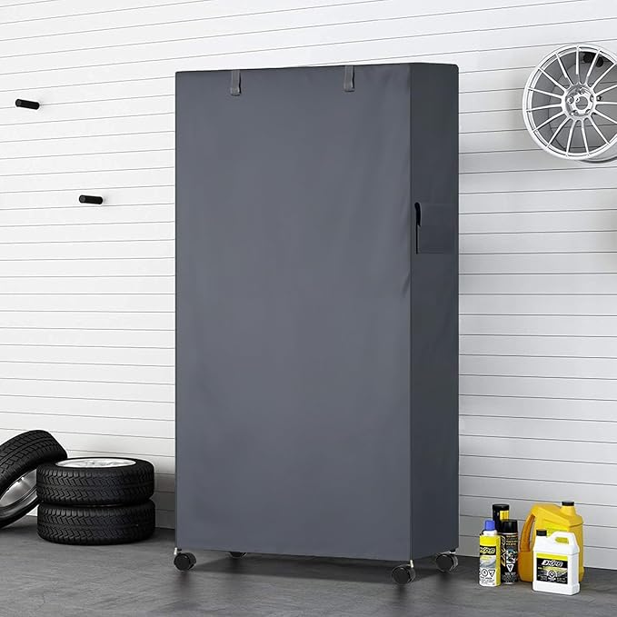 Waterproof Shelf Cover,600D Heavy Duty Dustproof Storage Wire Rack Covers,Outdoor Shelving Covers for Wire Shelves with Zipper 36''x14''x72'',Grey.