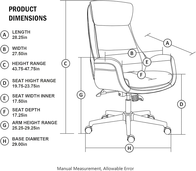 Glitzhome High Back Office Chair,Modern Ergonomic Swivel Office Chair,Adjustable Home Office Desk Chair with Lumbar Support,Black & Camel