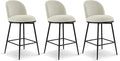 26" Counter Height Swivel Bar Stools Set of 3, Upholstered Linen Fabric Barstools with Backs and Metal Legs for Kitchen Island,Linen