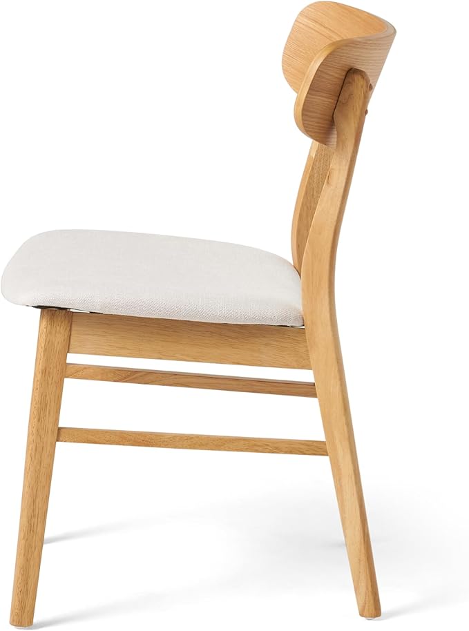 Christopher Knight Home Lucious Fabric / Oak Finish Dining Chairs, 2-Pcs Set, Light Beige