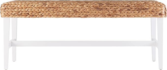 SEI Furniture Woven Coffee Table Bench, White