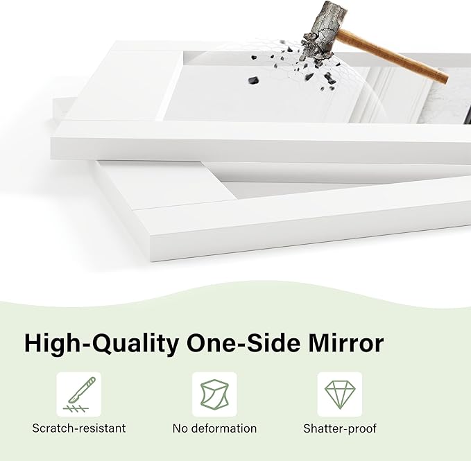72" x 80" Sliding Closet Door, 1-Lite One-Side Mirror Bypass Door Panel with Hardware Track Kit & Floor Guide, Solid Wood Slab Pre-Assembled with PVC Surface, Silver Round Handle