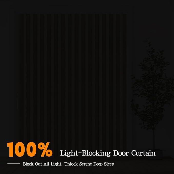 Jilron Accordian Door Curtain, 100% Blackout Folding Magnetic Doorway Curtains,Linen Style Closet Doors,for Room Divider,Privacy Protection（W72 x L78,Beige,1 Panel）