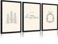 Christmas Wall Art Winter Xmas Canvas Decor Christmas Tree Picture Merry Christmas Wall Art Minimalist Vintage Painting Beige Farmhouse Prints Holiday Poster for Bathroom 12x16x3 Inch Framed
