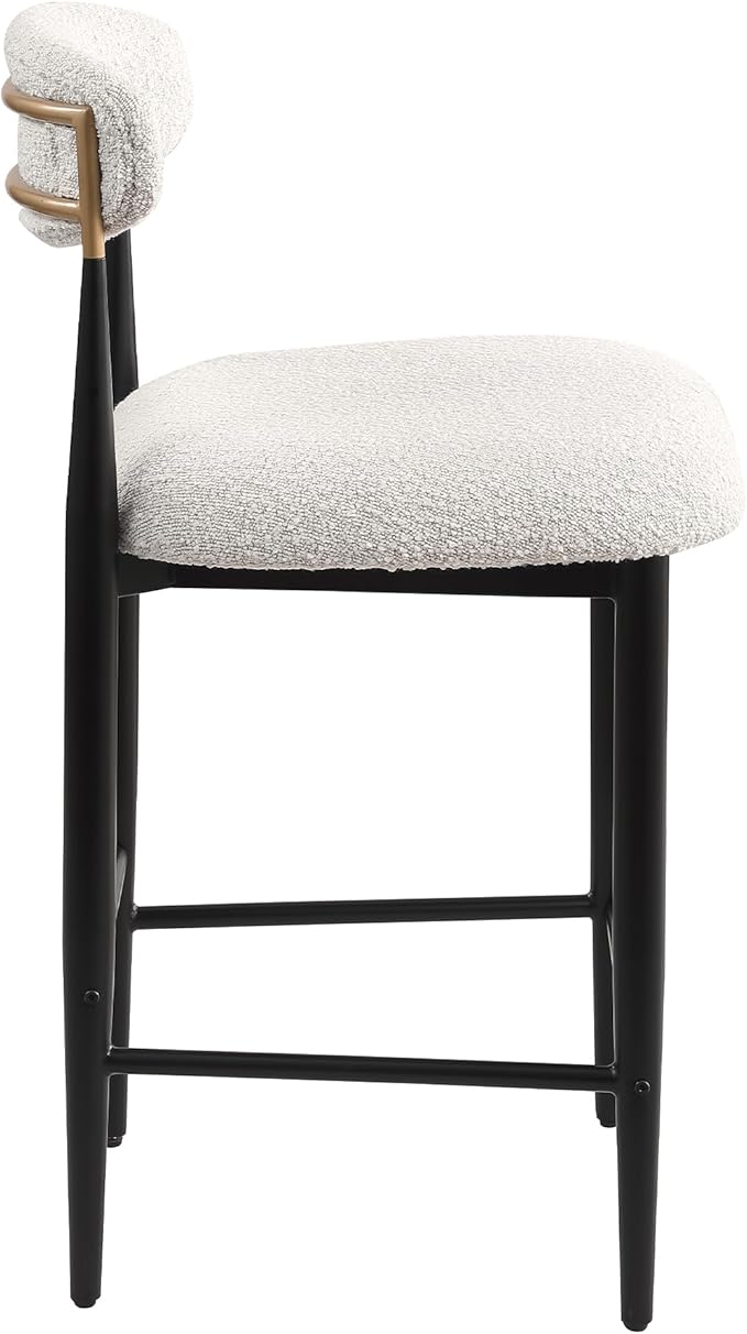 Morden Fort Counter Height Bar Stools Set of 2, Modern Cream Counter Stools with Backs and Gold Accent, 26" Boucle Upholstered Island Chairs for Kitchen and Home Bar