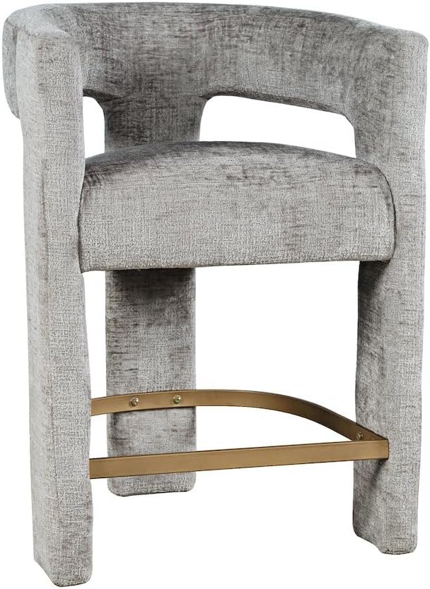 Jofran Gwen Gray Upholstered Counter Stool with Arms – Versatile Barstools – Stylish Seating for Kitchen Dining Room or Home Bar, Natural, Modern Counter Stools, Set of 2