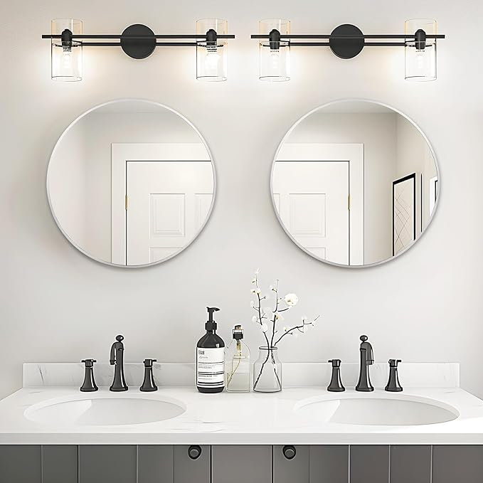 Fabuday Silver Circle Mirror for Wall 22 inch - Round Mirror for Bathroom, Entryway, Living Room, Hallway, Bedroom Decor, Small Chrome Frame Mirrors