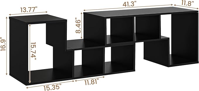 Recaceik Cube Bookshelf 2 Shelf Bookcase L-Shaped TV Console Stand Modern Entertainment Center with Open Storage Shelves for CDs/Movies/Books for Living Room, Bedroom, Home Office