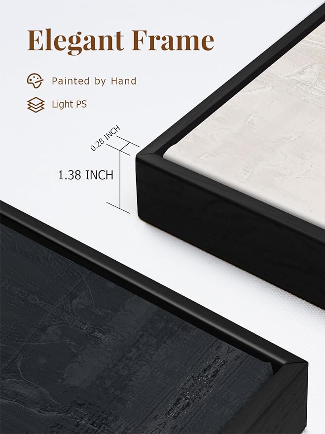 SAFERRYHOME Set of 2 Modern Grey and Black Abstract Wall Art - Framed Canvas Paintings for Living Room, Bedroom, Office Décor - 24x36 Inches Each