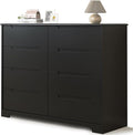 Gizoon 8 Drawer Dresser, 47" Wide Black Dresser for Bedroom with Cut-Out Handles, Modern Wooden Chest of Drawers with Anti-Tip Kit, for Living Room, Hallway, Entryway, Home Office