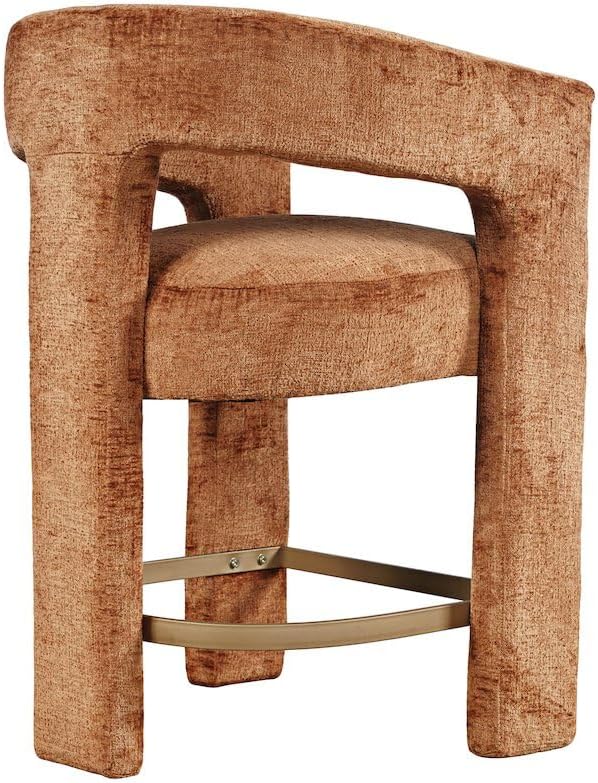 Jofran Gwen Rust Upholstered Counter Stool with Arms – Versatile Barstools – Stylish Seating for Kitchen Dining Room or Home Bar, Natural, Modern Counter Stools, Set of 4