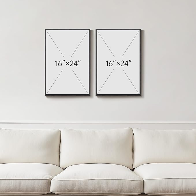 Framed Neutral Abstract Minimalist Wall Art Set of 2, Modern Canvas Prints Paintings Artwork for Walls, Black Beige Brown Abstract Art Pictures for Bedroom Living Room Dining Room Wall Decor 16x24 In