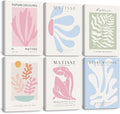 Henri Matisse Wall Art Prints Pink Blue Canvas Wall Decor Aesthetic Pictures Wall Art Danish Pastel Painting Henri Matisse Poster Trendy Artwork for Bedroom 12x16 Inch Wrapped Canvas Set of 6
