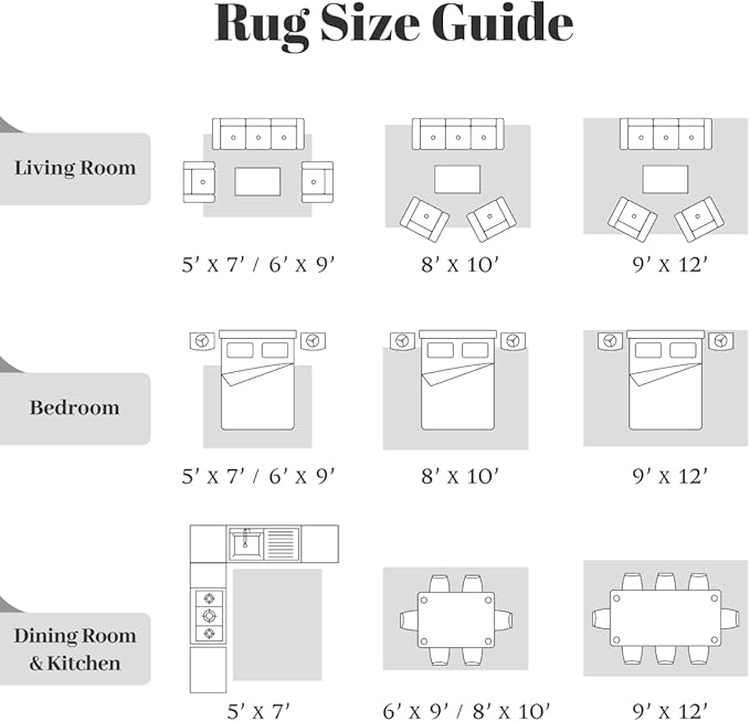 Homemate Washable Rug 5x7 Area Rugs - Vintage Faux Wool Rugs for Living Room Bedroom Dining Room - Non Slip Foldable Carpet Indoor Area Rug for Home Decor（5'x7', Black