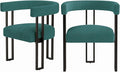 VIRRMO Boucle Dining Chair Set of 2 Corduroy Upholstered Dining Room Chairs Kitchen Chairs with Metal Legs Mid Century Modern Chair for Dining Room, Kitchen (Peacock Green, 2)