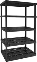 Plastic Storage Shelves, 4/5 Shelving Unit, Heavy Duty Storage Rack, 72.44''H, Plastic Shelf Rack, Adjustable Utility Shelf for Basement, Kitchen, Bathroom, Garage,PP, Waterproof