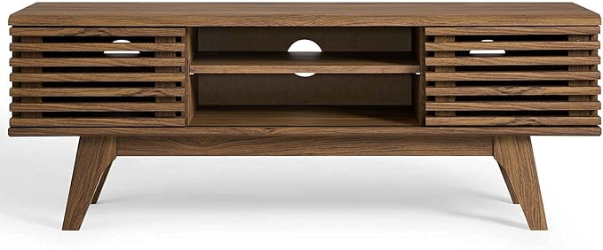 Modway Render 46" Mid-Century Modern Low Profile Media Console TV Stand, 46 Inch, Walnut