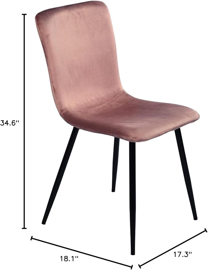 FurnitureR Scandinavian Dining Chairs Set of 4, Comfy Side Chair with Velvet Seat Sturdy Metal Legs for Kitchen Living Bed Room, Rose