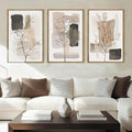 Anyzal Large Framed Neutral Floral Wall Art 16x24 Inch Tan Modern botanical Canvas Wall Decor Minimalist Black Flower Prints for Living room Bedroom Dining room Set of 3