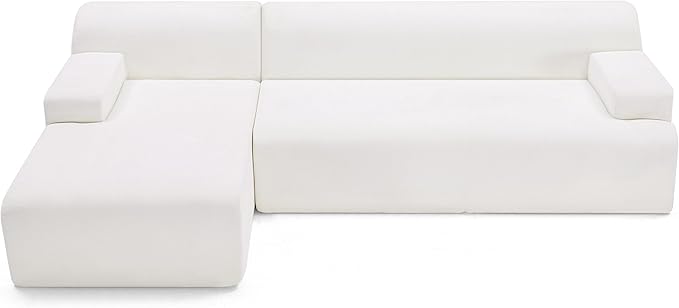 Weture 107" Modular Sectional Cloud Couch, Boneless couches Sponge sectionals for Living Room, High Density Sponges Sofa, Modular L-Shape with Chaise, White