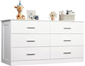 WLIVE White Dresser with 6 Drawers, Wide Wooden Chest of Drawers for Bedroom, Large White Storage Tower Unit, Modern Minimalist Closet Store Organizer for Living Room, Hallway