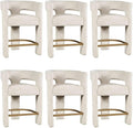 Jofran Gwen Natural Upholstered Counter Stool with Arms – Versatile Barstools – Stylish Seating for Kitchen Dining Room or Home Bar, Natural, Modern Counter Stools, Set of 6