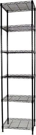 SUNLPH 6-Tier Wire Shelving Adjustable Shelves Unit Metal Storage Rack for Laundry Bathroom Kitchen Pantry Closet Organization (Black, 16.6" L x 11.4" W x 64.6" H)