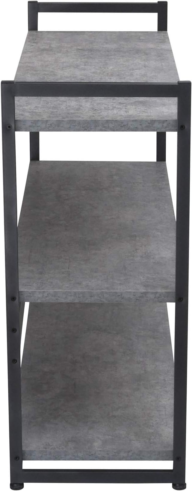 Household Essentials Jamestown Wide 3 Shelf Open Storage Bookshelf Rustic Slate Concrete and Black Metal