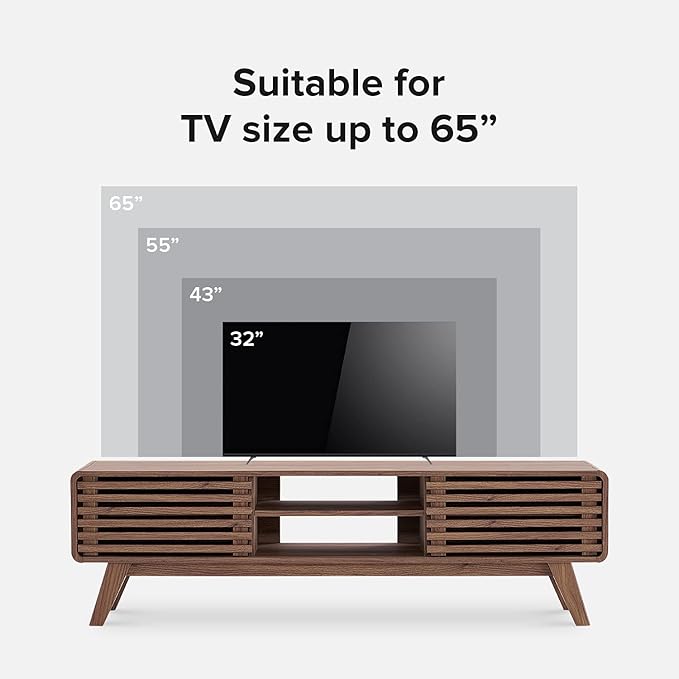 mopio Ensley TV Stand, Mid Century Modern Television Console for 55/60/65 inch TV, Farmhouse TV Stand, Entertainment Center with Storage, TV and Media Console for Living Room (Walnut, 59")