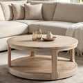 KEVINSPACE Round Coffee Table 40" Circle Coffee Table for Living Room 2-Tier Solid Wood Desktop Center Table Modern Design Accent Center Table Home Furniture for Bedroom, Home Office Oak