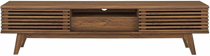 Modway Render 70" Mid-Century Modern Low Profile Entertainment TV Stand, 70 Inch, Walnut Walnut