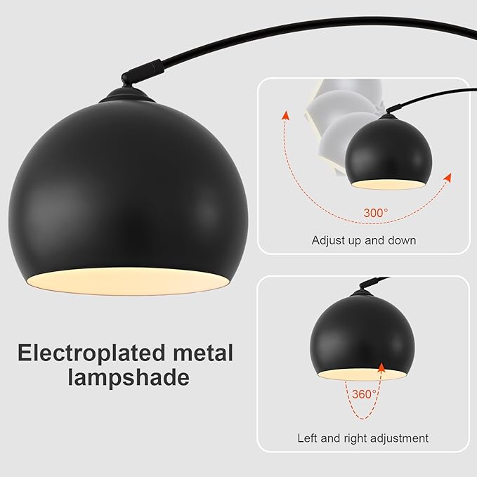 Matte Black Arc Floor Lamp 71" Tall, Dimmable 12W LED Smart Standing Lamp with Remote Control, 360° Rotatable Adjustable Height & Span, Reading Floor Lamp for Living Room, Bedroom, Office, Library