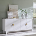 IFGET Modern Buffet Cabinet with Storage, 70" Large Sideboard Buffet Storage Cabinet with 4 Doors and Adjustable Shleves, Wooden Curved Coffee Bar for Dining Room, Kitchen, Living Room, White