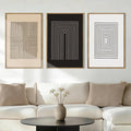 Anyzal Large Black Abstract Wall Art Framed16x24 Inch Brown and White Modern Minimalist Canvas Wall Decor Neutral Textured Art Prints for Living Room Bedroom Office Set of 3