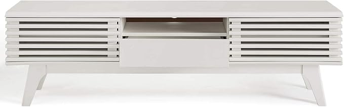 Modway Render Mid-Century Modern Low Profile 59 Inch TV Stand in White