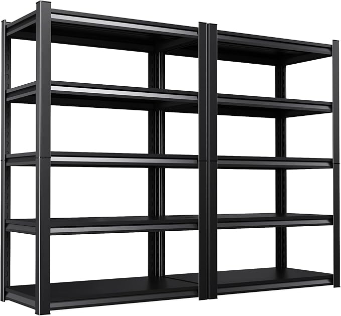 Set of 2 71.2"H-35"W All Metal Garage Shelving-2050LBS 5 Tier Storage Shelves,Adjustable Heavy Duty Shelving Unit and Storage Large Rack,Utility Steel Shelf For Shop Warehouse Industrial 71.2"x35"x16"