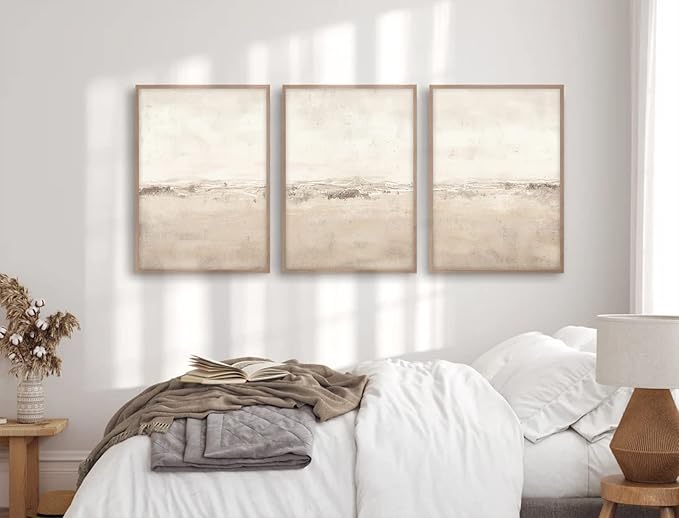 Baccone Beige Abstract Wall Art Set of 3 Neutral Canvas Wall Art Prints Boho Abstract Picture Modern Abstract Art Wall Decor Minimalist Artwork for Living Room Beroom Decor 16x24 Inch UNFRAMED