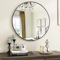 VooBang Black Round Bathroom Mirror, 20 inch Circle Wall Mounted Hanging Mirror with Simple Modern Circular Metal Frame for Hallway, Entryway, Living Room, Black Frame