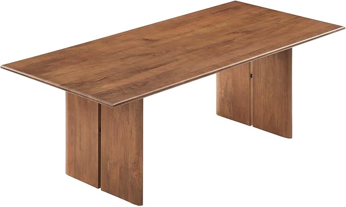 Modway Amistad 86" Solid Wood Modern Farmhouse Rectangular Dining Table in Walnut