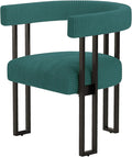 VIRRMO Boucle Dining Chair Corduroy Upholstered Dining Room Chairs Kitchen Chairs with Metal Legs Mid Century Modern Chair for Dining Room, Kitchen (Peacock Green, 1)