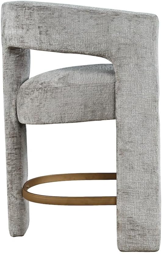 Jofran Gwen Gray Upholstered Counter Stool with Arms – Versatile Barstools – Stylish Seating for Kitchen Dining Room or Home Bar, Natural, Modern Counter Stools, Set of 2