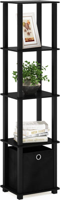 FURINNO Decorative Shelf With Bin, Black