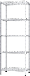 HOMEFORT 5-Shelving Unit, Adjustable Wire Shelving, Metal Wire Shelf Rack Organizer for Kitchen, Pantry, Closet, Bathroom, Laundry,Sliver,21" W x 11" D x 53" H
