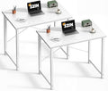 DUMOS 32 in Small Computer Desk for Home Office, Modern Study Work Table Simple Style for Bedroom, Writing Desks with X-Shaped Reinforcement, 2 Pack, White