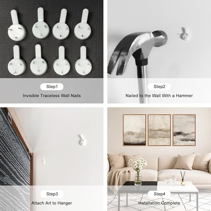 HPINUB Large Abstract Framed Canvas Wall Art Set,Minimalist Beige Gray Pastel Watercolor Wall Decor,Modern Illustration Neutral Art Painting for Living Room,Dining Room,Office(Set of 3,12X16 Inch)
