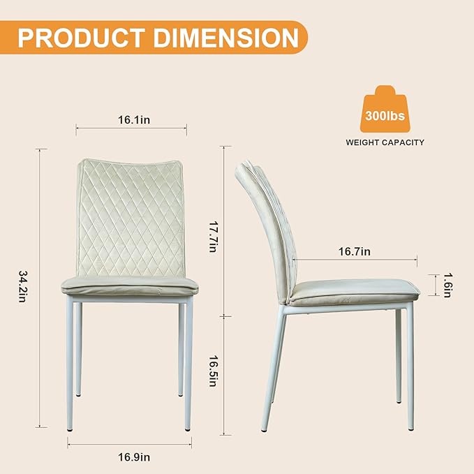 Dining Chairs Set of 2, Velvet Comfortable Seats, Mid-Century Modern Living Room Chairs, Upholstered Kitchen Chairs with Mental Legs and Padded Seat, Easy Assembly, Beige