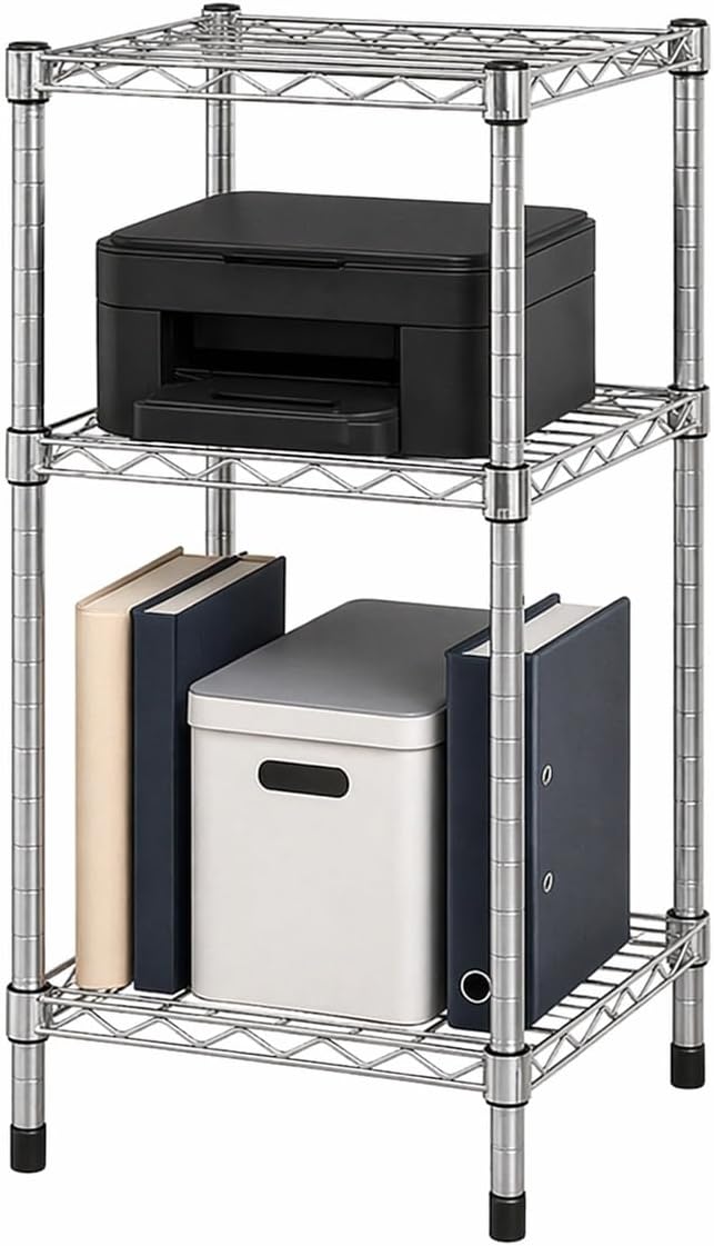 Honey-Can-Do 3 Tier Heavy-Duty Adjustable Shelves, Metal Storage Rack with 200-lb Shelf Capacity, Chrome, 15" W x 14" L x 30" H