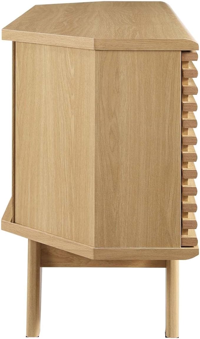 Modway Render Mid-Century Modern Low Profile 46" Corner Media TV Stand in Oak, 15 x 46 x 23