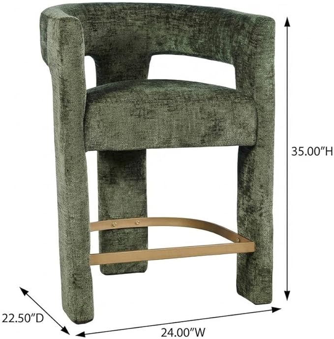 Jofran Gwen Forest Upholstered Counter Stool with Arms – Versatile Barstools – Stylish Seating for Kitchen Dining Room or Home Bar, Natural, Modern Counter Stools, Set of 6