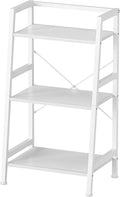3-Tier Bookshelf, Ladder Shelf, Stand Up Shelves, Industrial Bookcase with Steel Frame, Metal Small Bookcase, for Living Room, Home Office, Kitchen, Bedroom, Industrial Style（White）